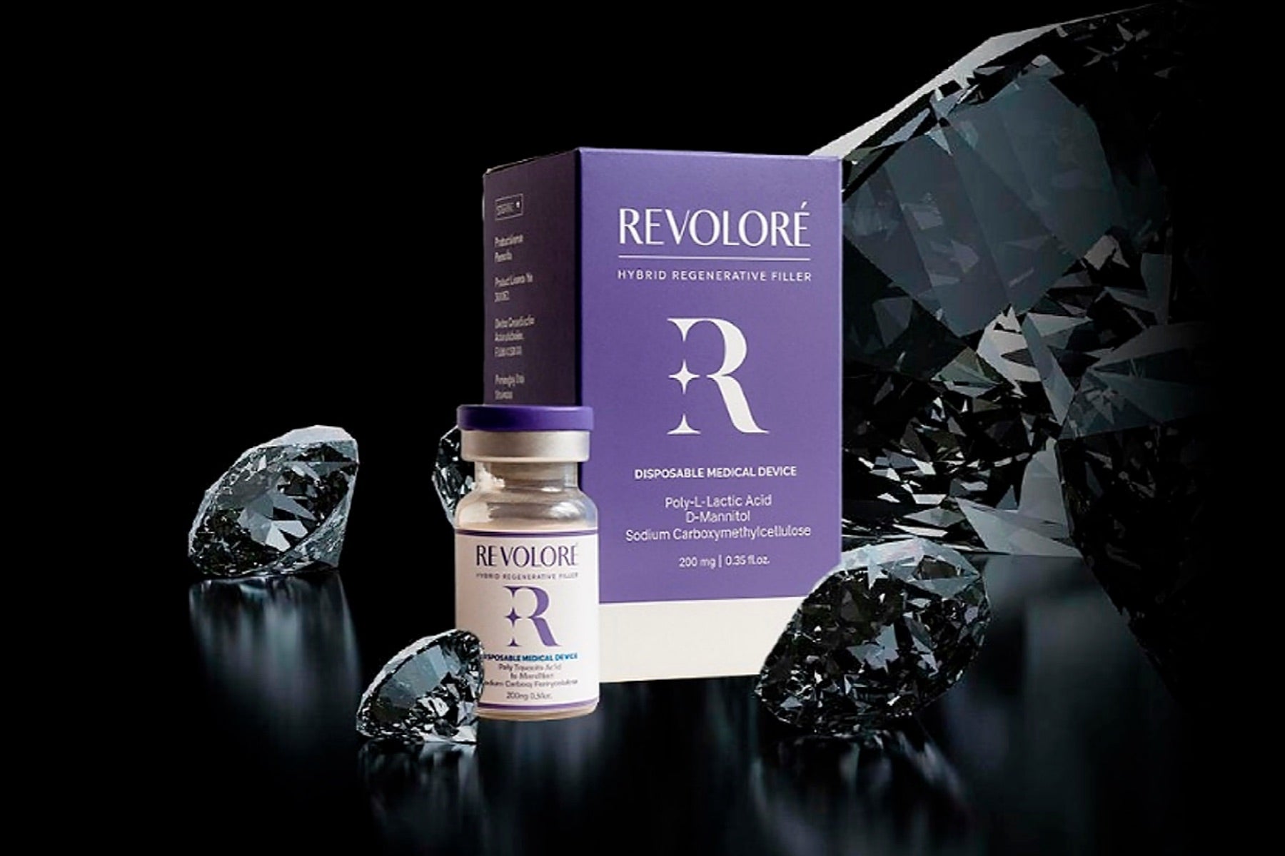 REVOLORÉ, vial y caja del producto